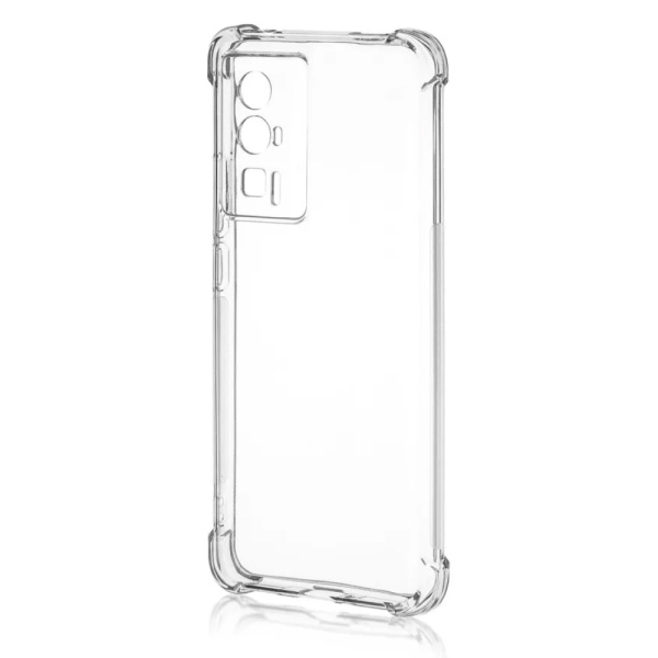 Чехол Brosco для POCO F5, с кардхолдером, противоударный, прозрачный